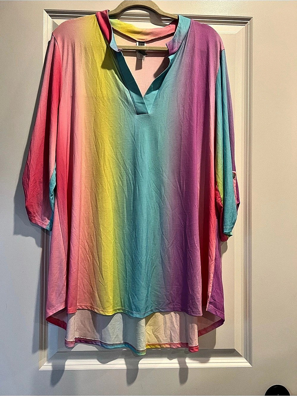 Honeyme Curvy  Color Block Tunic in Pink & Blue Size XL